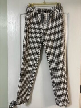 CAbi Black & White Knit Windowpane Pants Size 2